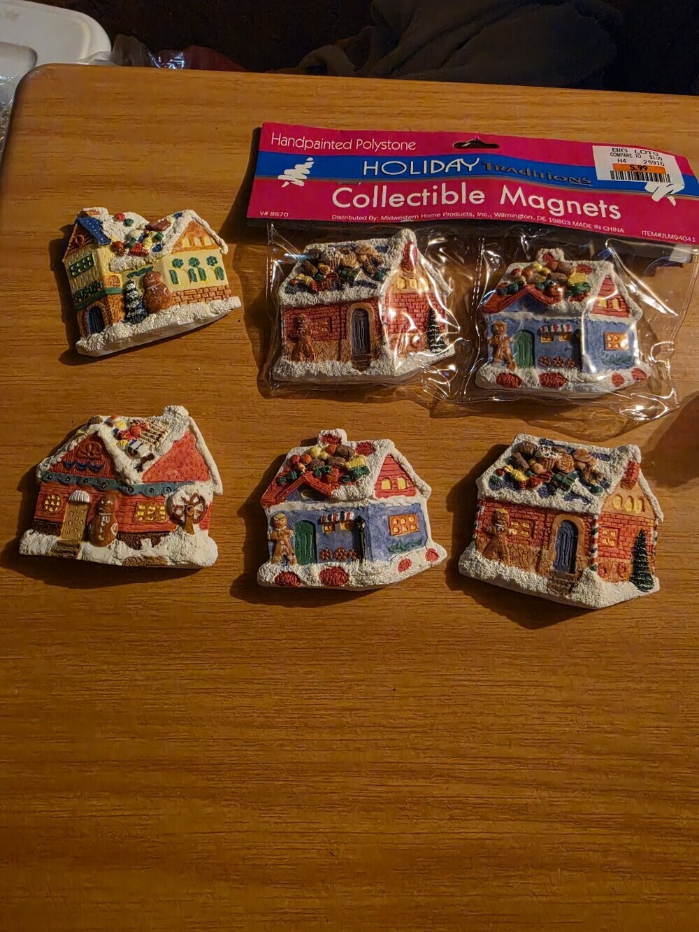 Lot Of 6 Vintage Holiday Traditions Polystone Christmas Magnets